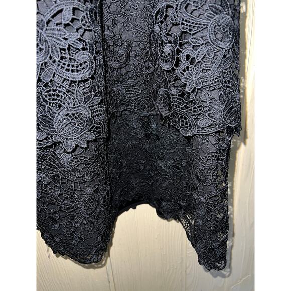 Bardot Dress Womens 12 Sexy Black Lace Puff Sleeve Tiered Mini Party Cocktail - Picture 8 of 14